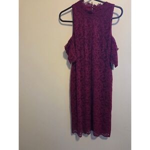 Laundry by Shelli Segal Burgundy Lace Cold Shoulder Mock Neck Dress Size 4 NWT